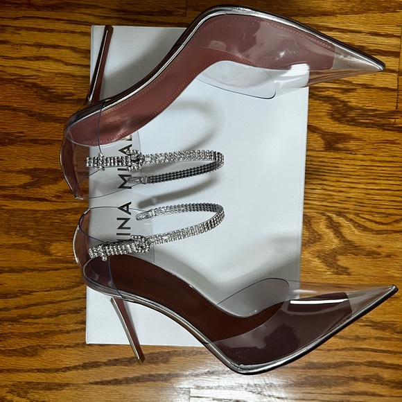 Amina Muaddi Ursina Crystal-Embellished Transparent Pumps in 40.5 - Picture 8 of 12